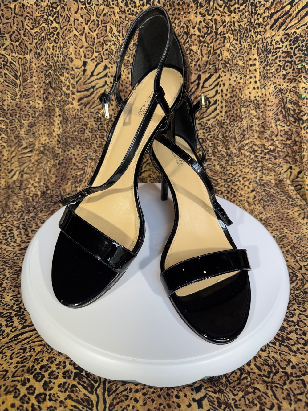 Michael Kors Black Patent Leather Strappy Heels